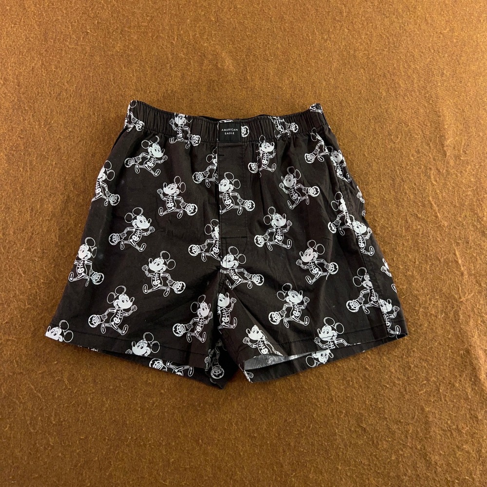 American Eagle Mens XS Black Disney Mickey Skeleton Halloween Boxer Shorts New
